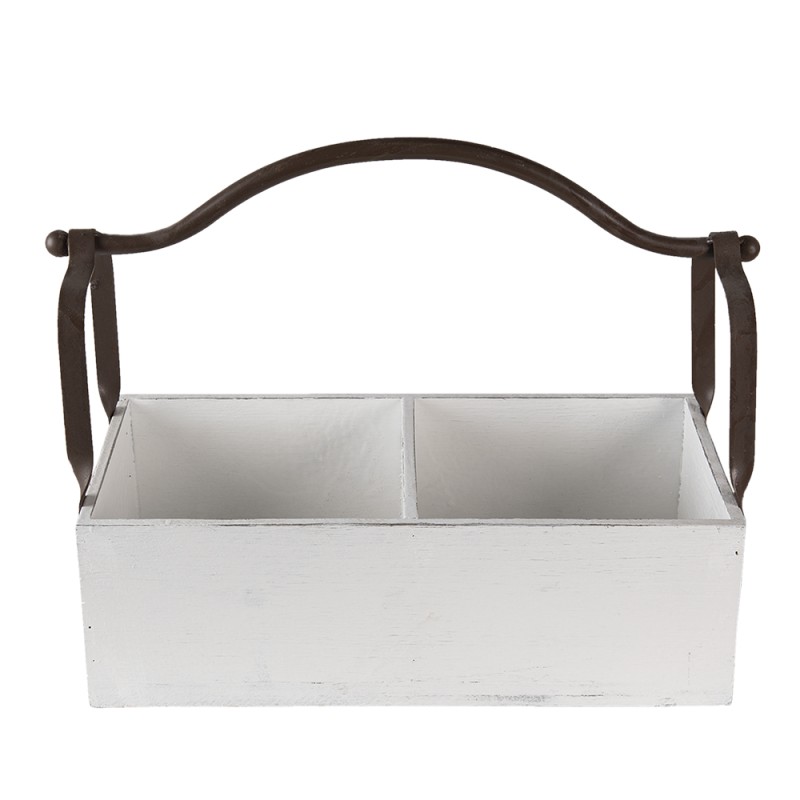 Clayre & Eef Basket 41x19x29 cm White Wood Metal