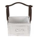 Clayre & Eef Cestino 24x19x28 cm Bianco Legno Metallo