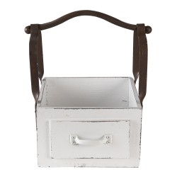 Clayre & Eef Basket 24x19x28 cm White Wood Metal