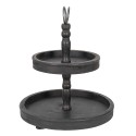 Clayre & Eef 2-Tiered Stand Ø 38x47 cm Black Wood Metal Round