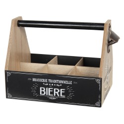 Clayre & Eef Flaschenregal mit Flaschen 29x19x20 cm Braun MDF Eisen Rechteck Biere