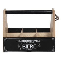 Clayre & Eef Range-bouteilles avec bouteilles 29x19x20 cm Marron MDF Fer Rectangle Biere