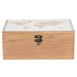 Clayre & Eef Coffre de rangement 24x16x10 cm Marron Bois Rectangle Carte du monde