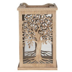 Clayre & Eef Windlicht  16x16x25 cm Bruin Hout Rechthoek Boom