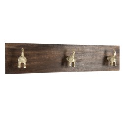 Clayre & Eef Wall Coat Rack 44x8x10 cm Brown Wood Iron Rectangle