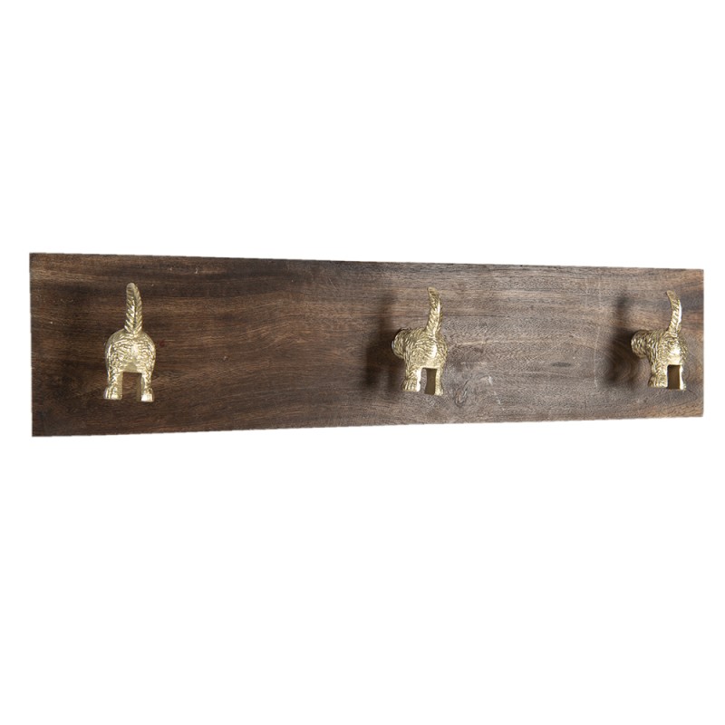 Clayre & Eef Attaccapanni da parete 44x8x10 cm Marrone Legno Ferro Rettangolo