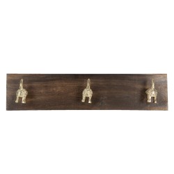 Clayre & Eef Attaccapanni da parete 44x8x10 cm Marrone Legno Ferro Rettangolo