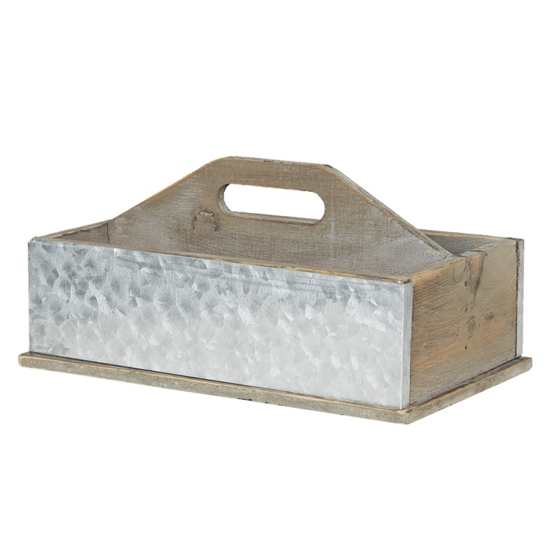 Clayre & Eef Cassapanca di archiviazione 28x13x18 cm Marrone Grigio Legno  Rettangolo