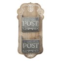 Clayre & Eef Porte-lettre 26x10x53 cm Marron Gris Bois Métal Rectangle