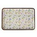 Clayre & Eef Serving Platter 30x20x2 cm White Blue Wood Rectangle Flowers