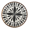 Clayre & Eef Plat de service set de 3 Ø 28 Ø 23 Ø 20 cm Noir Blanc Bois Rond