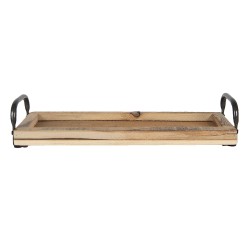 Clayre & Eef Decoratie Dienblad  41x14x7 cm Bruin Hout Metaal Rechthoek