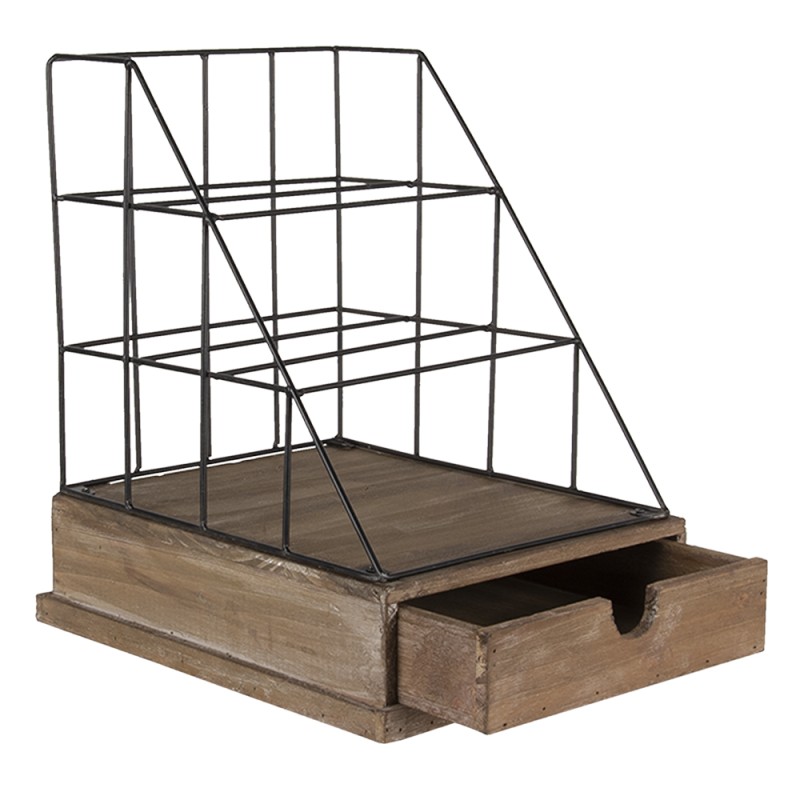 Clayre & Eef Brievenhouder  26x32x36 cm Bruin Zwart Hout