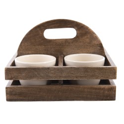 Clayre & Eef Fioriera set di 4 24x24x17 cm Marrone Legno  Quadrato