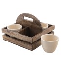 Clayre & Eef Fioriera set di 4 24x24x17 cm Marrone Legno  Quadrato