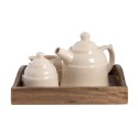 Clayre & Eef Theepot Set  27x22x16 cm Beige Bruin Hout