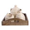 Clayre & Eef Theepot Set  27x22x16 cm Beige Bruin Hout