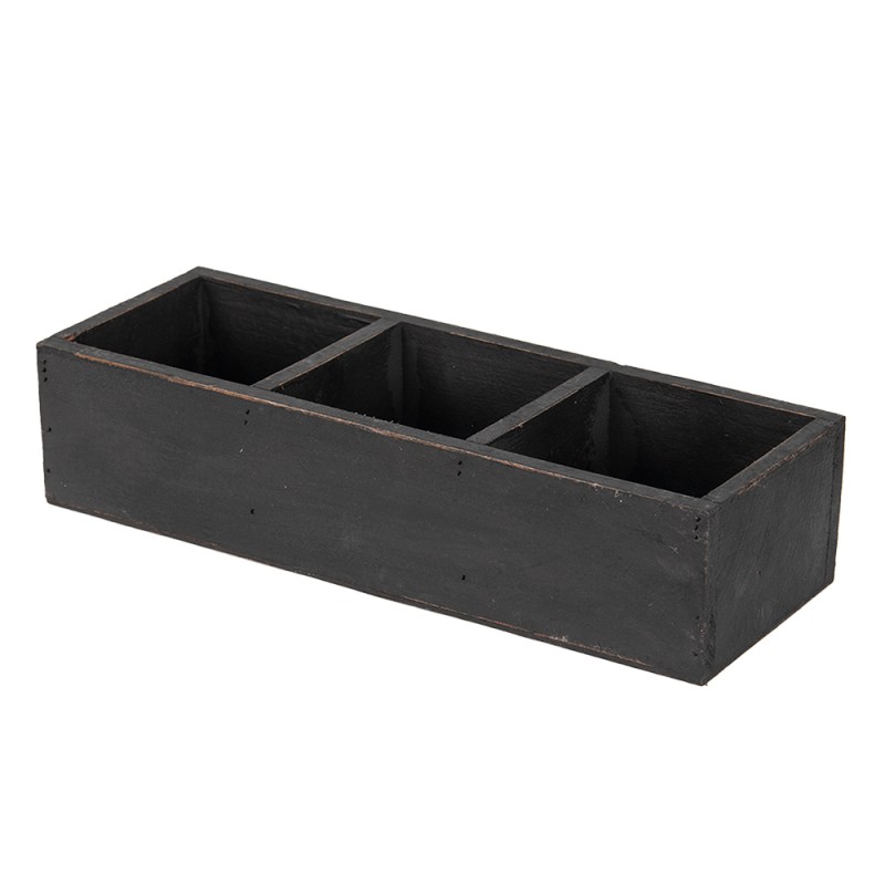 Clayre & Eef Scatola di legno 33x12x7 cm Nero Legno  Rettangolo