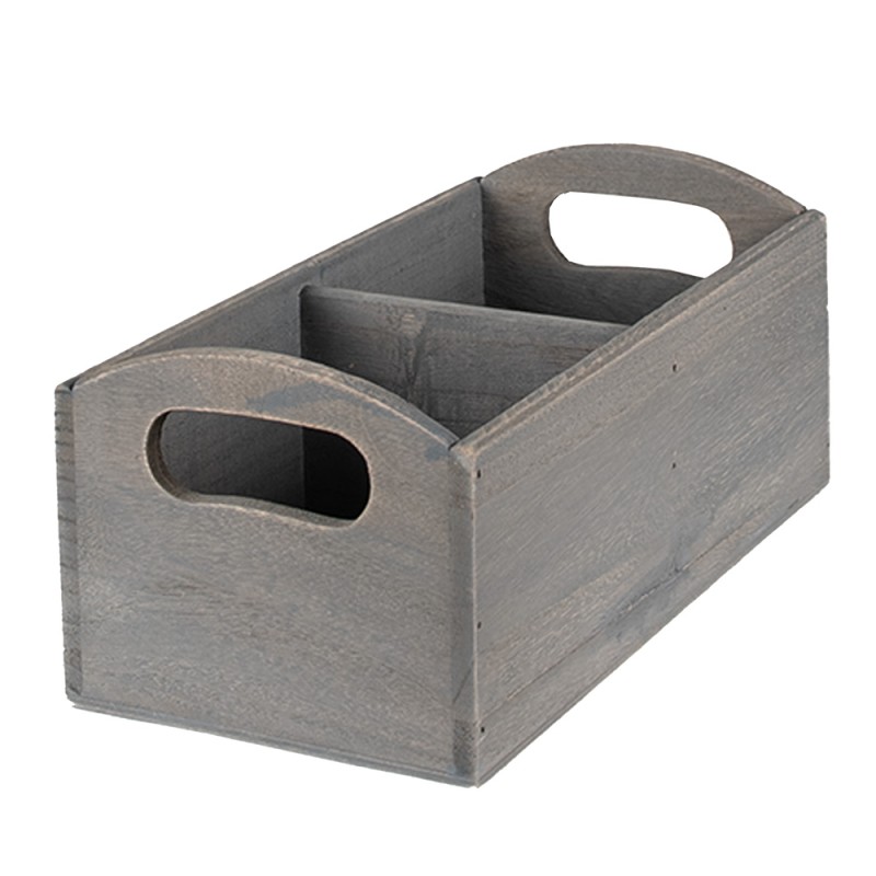 Clayre & Eef Porte-lettre 30x15x13 cm Gris Bois Rectangle