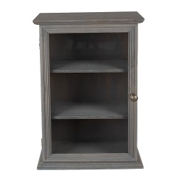 Clayre & Eef Wall Cabinet 33x15x50 cm Grey Wood Glass Rectangle