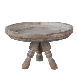 Clayre & Eef Étagère Ø 30x18 cm Marron Blanc Bois Rond