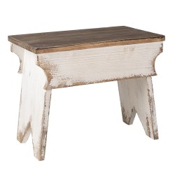 Clayre & Eef Plantentafeltje  47x29x38 cm Wit Bruin Hout Rechthoek