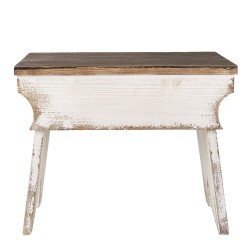 Clayre & Eef Petit table de plante 47x29x38 cm Blanc Marron Bois Rectangle