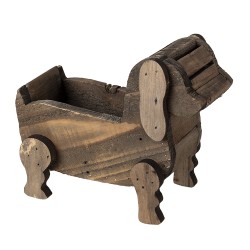 Clayre & Eef Bloempot  26x12x11 cm Bruin Hout Hond