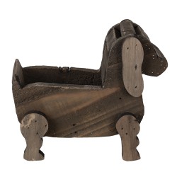 Clayre & Eef Bloempot  26x12x11 cm Bruin Hout Hond