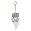 Clayre & Eef Ciondolo 8x5x32 cm Grigio Legno  A forma di cuore