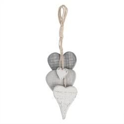 Clayre & Eef Ciondolo 8x5x32 cm Grigio Legno  A forma di cuore