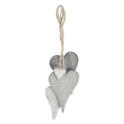 Clayre & Eef Ciondolo 8x5x32 cm Grigio Legno  A forma di cuore