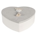 Clayre & Eef Scatola di archiviazione 18x18x6 cm Grigio Bianco Legno  A forma di cuore Coure