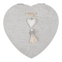 Clayre & Eef Boîte de rangement 18x18x6 cm Gris Blanc Bois En forme de coeur Coeur