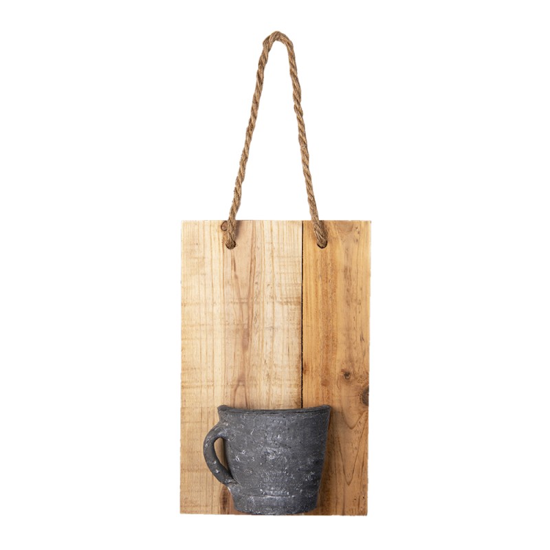 Clayre & Eef Decoratie Broodplank met Vaas  18x11x28 cm Bruin Hout Rechthoek