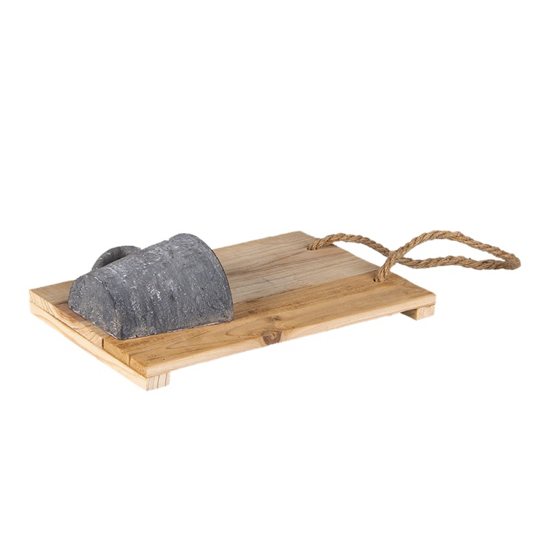 Clayre & Eef Decoratie Broodplank met Vaas  18x11x28 cm Bruin Hout Rechthoek