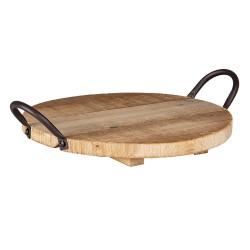 Clayre & Eef Tray Ø 26x2 cm Brown Wood Round