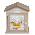 Clayre & Eef Eierkastje Huis 19x13x23 cm Bruin Hout Kip Farm Fresh Eggs