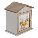 Clayre & Eef Eierkastje Huis 19x13x23 cm Bruin Hout Kip Farm Fresh Eggs