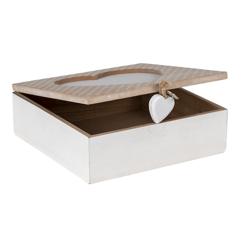 Clayre & Eef Opbergdoosje  20x20x7 cm Bruin Hout Hart