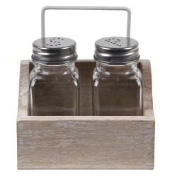 Clayre & Eef Salt and Pepper Shaker Set of 2 11x6x12 cm Brown Wood