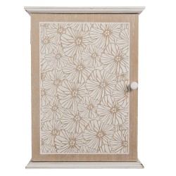 Clayre & Eef Key Cabinet 20x7x27 cm Brown Beige Wood Rectangle Flowers