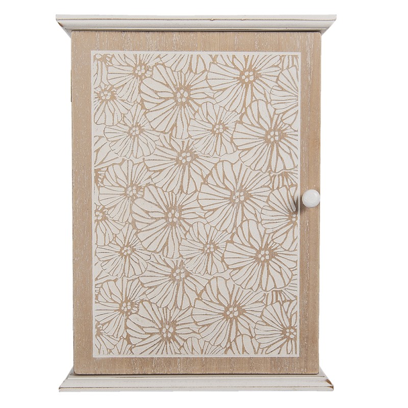 Clayre & Eef Sleutelkastje  20x7x27 cm Bruin Beige Hout Rechthoek Bloemen