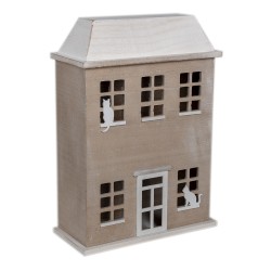 Clayre & Eef Storage Box House 27x12x39 cm Brown Wood Cats