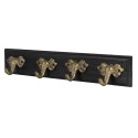 Clayre & Eef Wall Coat Rack 4 Hooks 50x7x8 cm Black Wood Iron Elephant