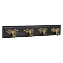 Clayre & Eef Wall Coat Rack 4 Hooks 50x7x8 cm Black Wood Iron Elephant