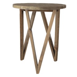 Clayre & Eef Petit table de plante Ø 30x36 cm Marron Bois Rond