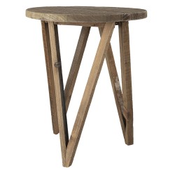 Clayre & Eef Petit table de plante Ø 30x36 cm Marron Bois Rond