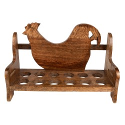 Clayre & Eef Eierhalter 32x13x19 cm Braun Holz Huhn