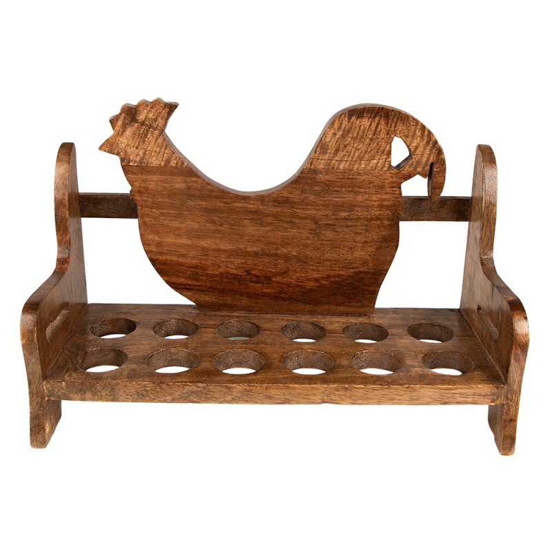 Clayre & Eef Suport d'oeufs 32x13x19 cm Marron Bois Poulet